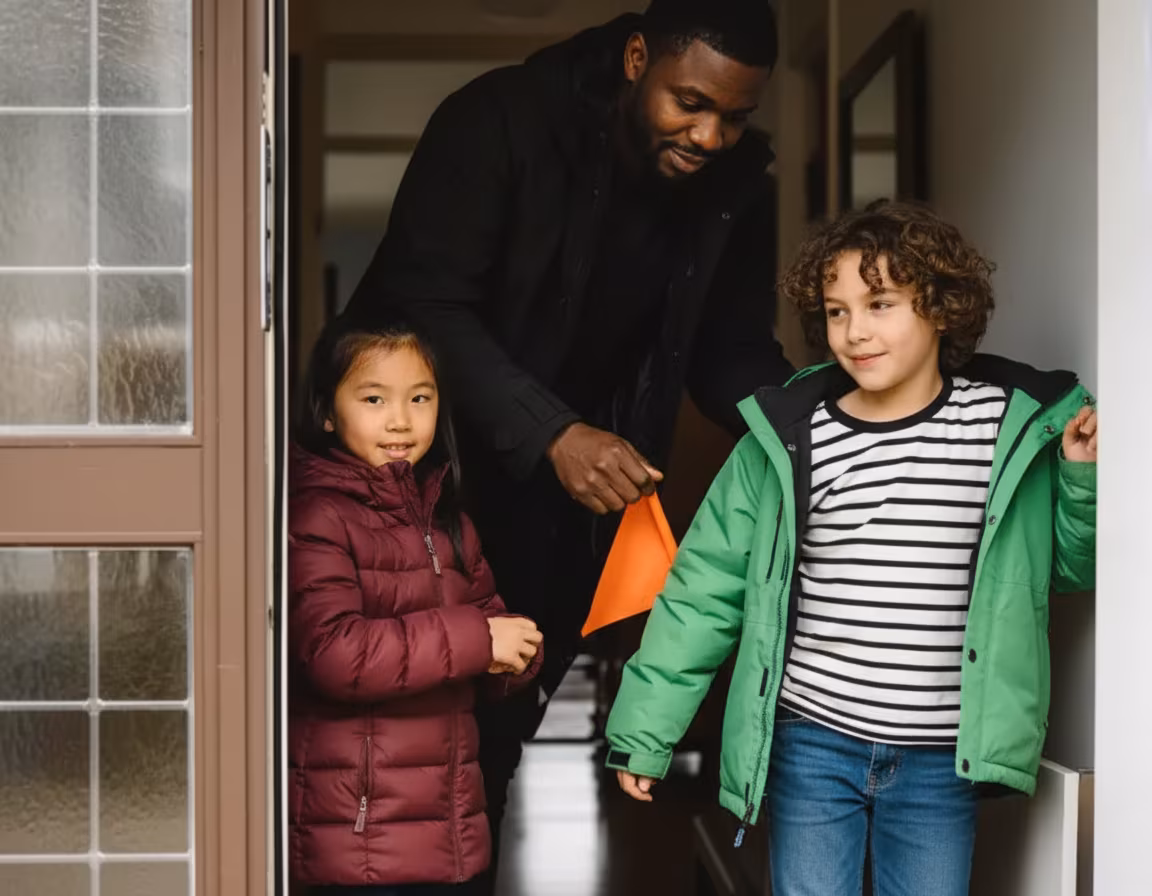 Father with children. 1 boy and 1 girl