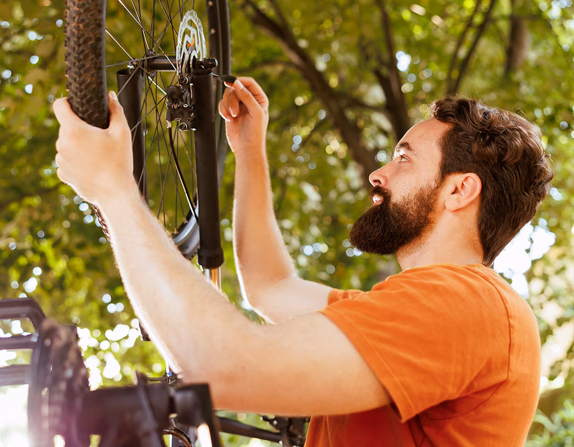 Man preparing his bike